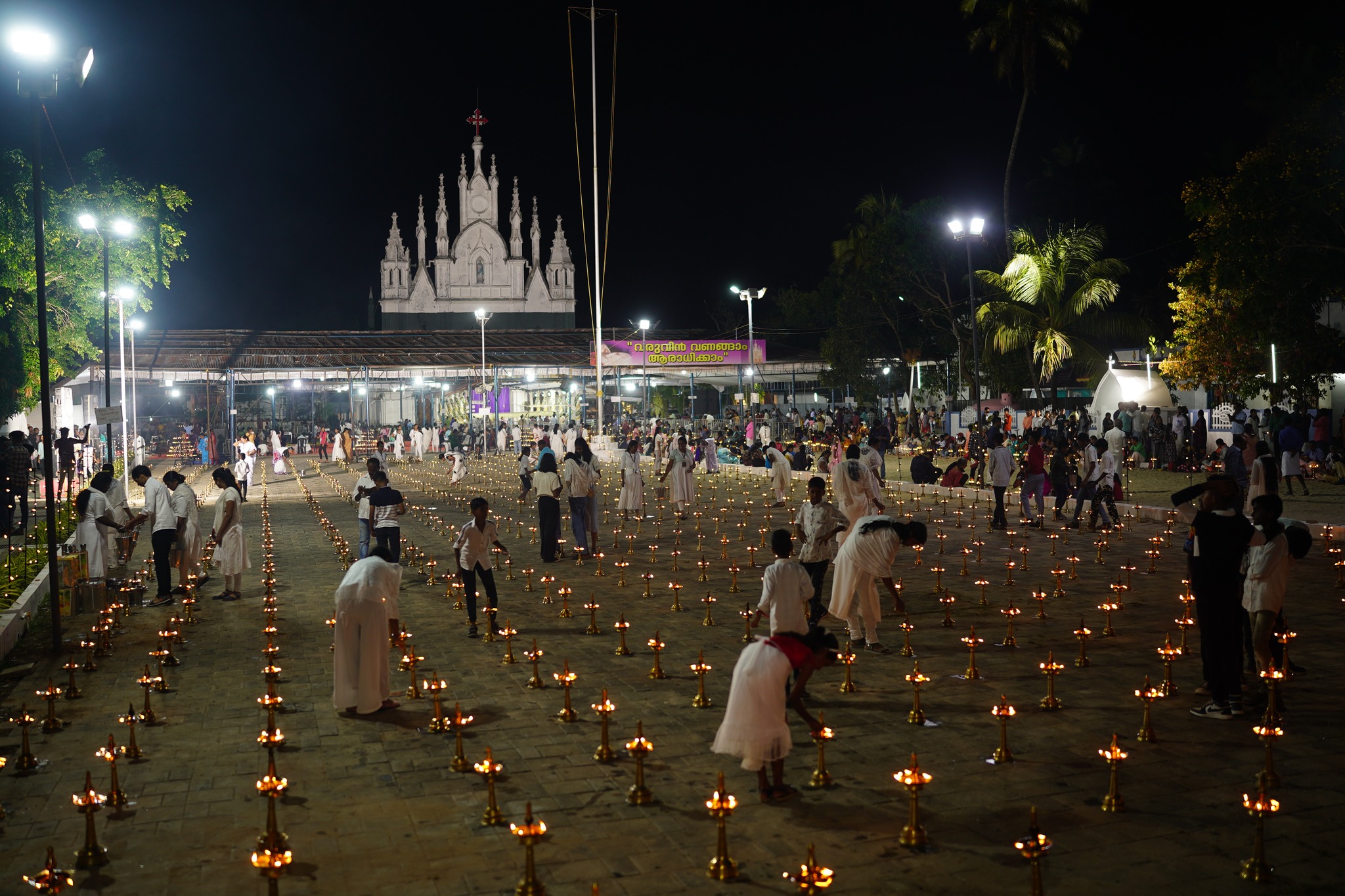 Deepakazhcha — hundreds of Nilavilakku lamps at Thankey Church