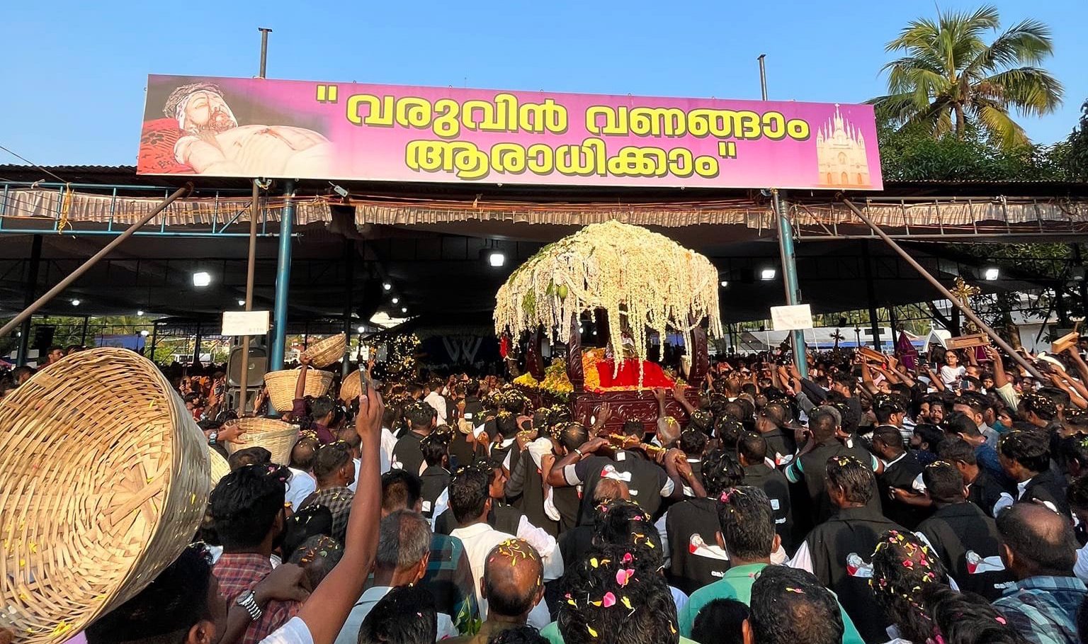Procession of the Crucifix outside Thankey Church on Good Friday