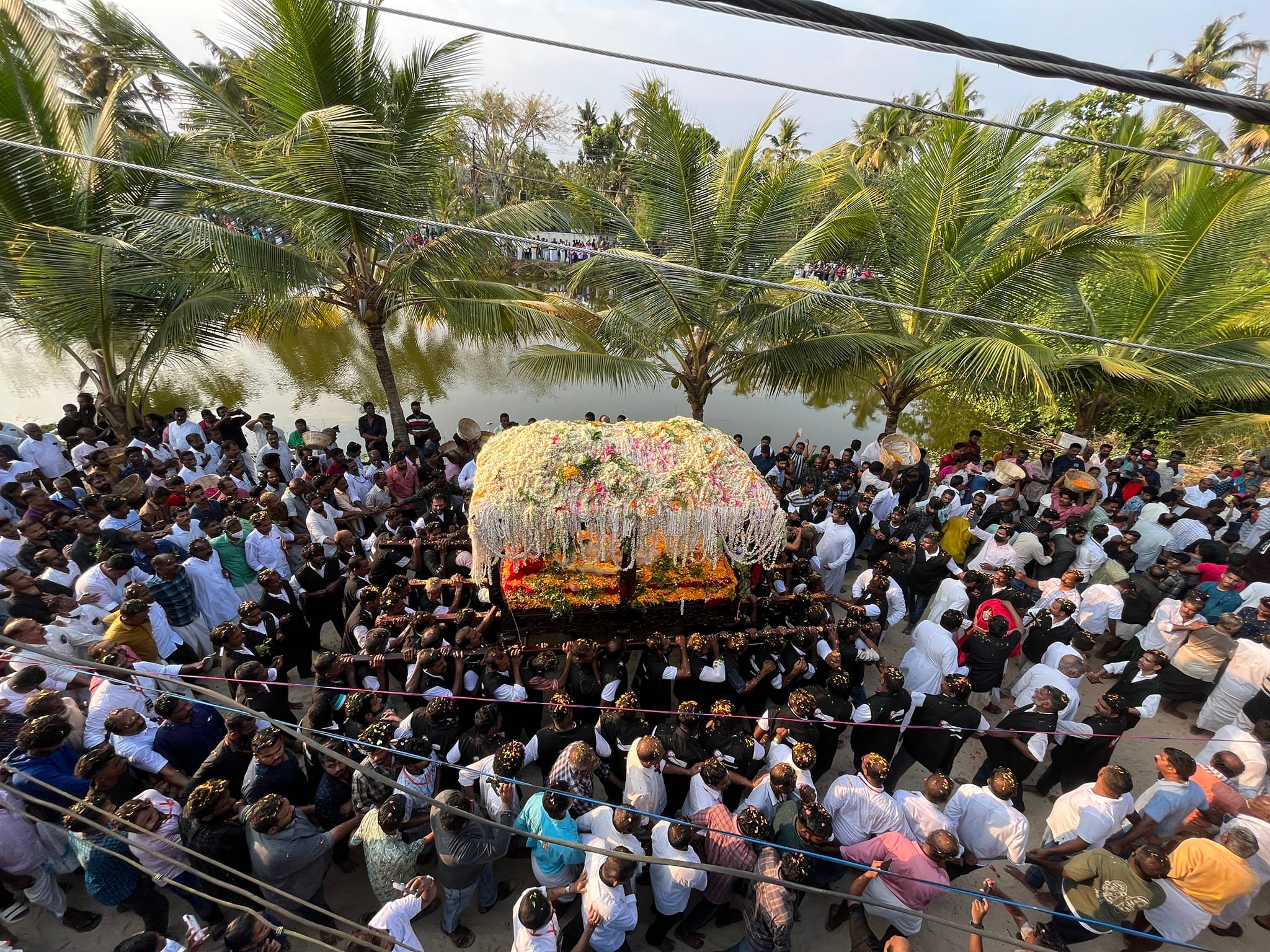 Procession of the Crucifix at Thankey — aerial view