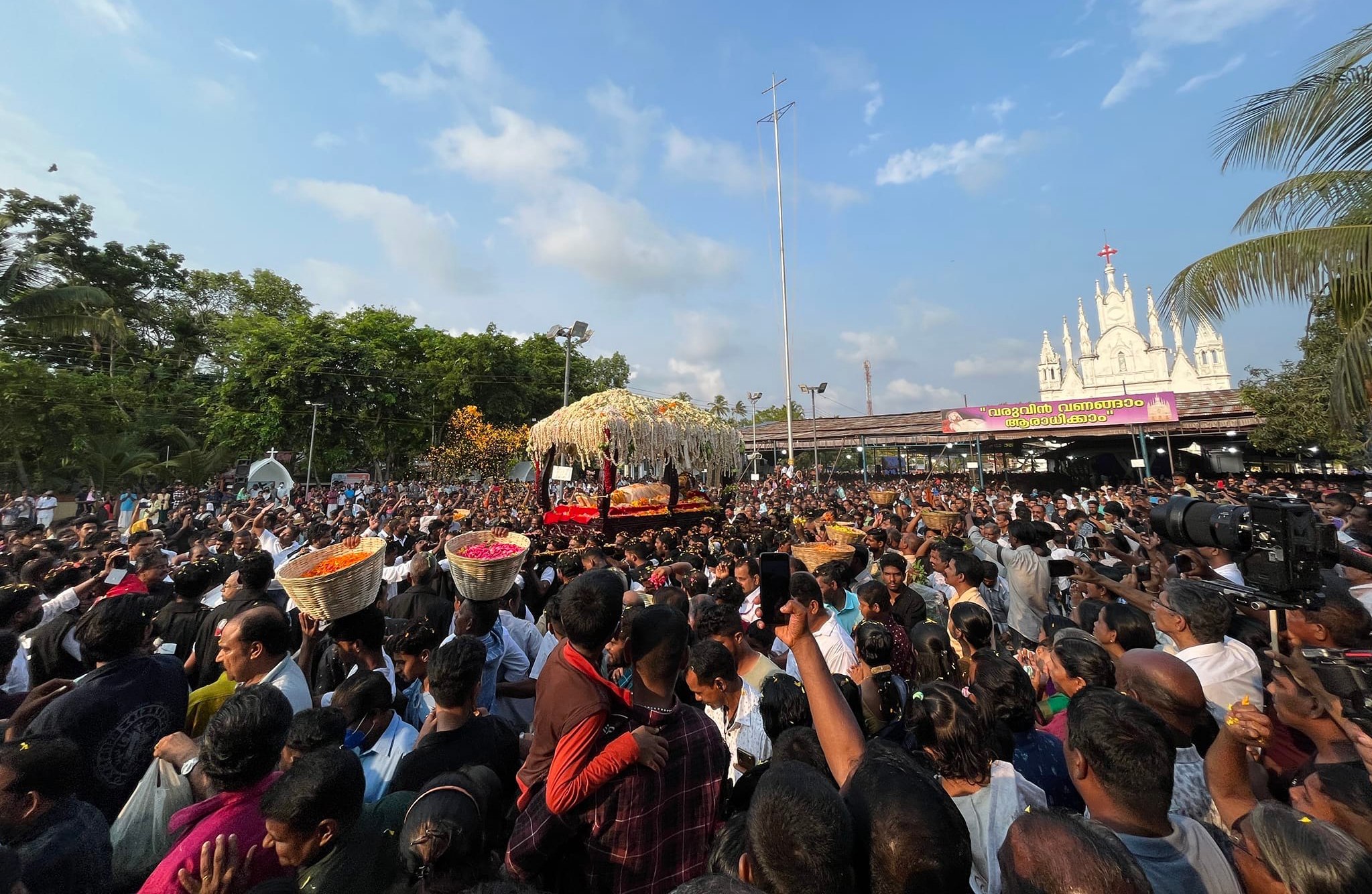 Procession of the Crucifix at Thankey Church — the church in the background
